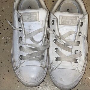 Converse Kids White Low Top Leather Sneakers